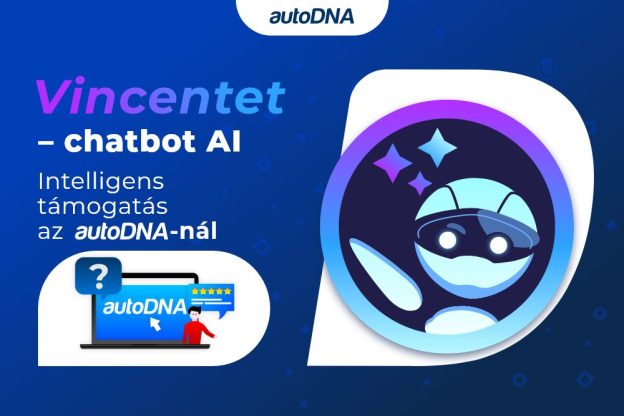 Az új AI chatbot, az autodna logója – Vincetna